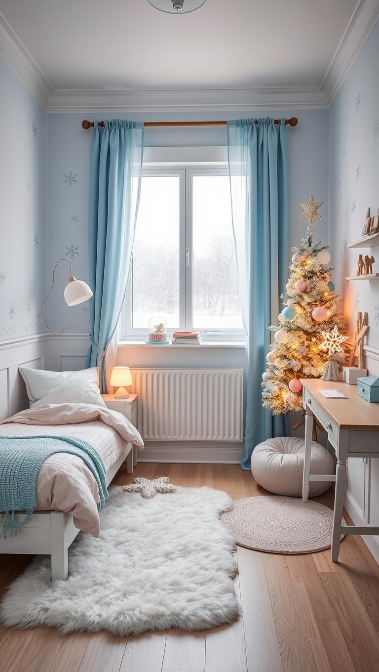 1. Cozy Snowy Theme with Soft Pastels