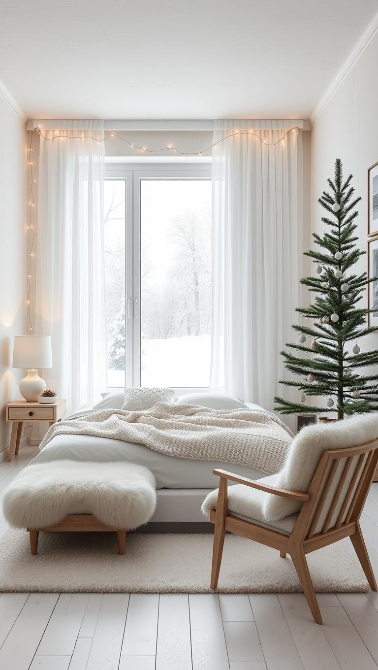 1. Nordic White Christmas Bedroom
