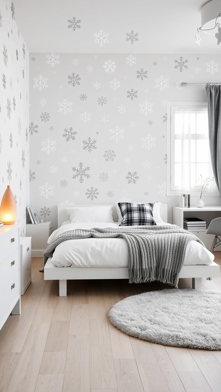11. Monochrome Snowflake Wall