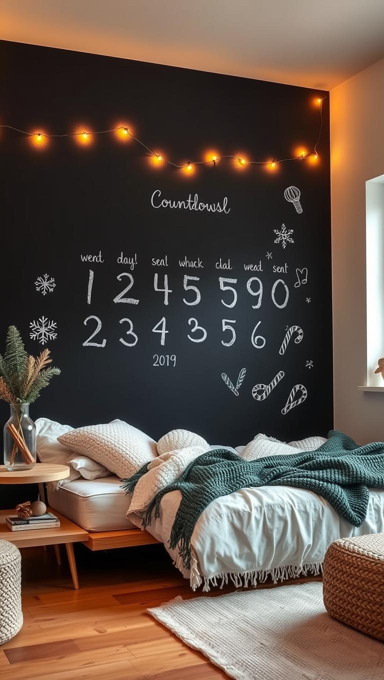13. Chalkboard wall with festive countdown