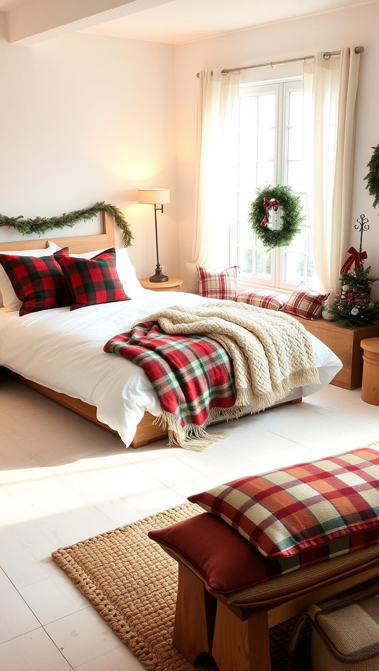 13. Plaid Cushions and Textiles