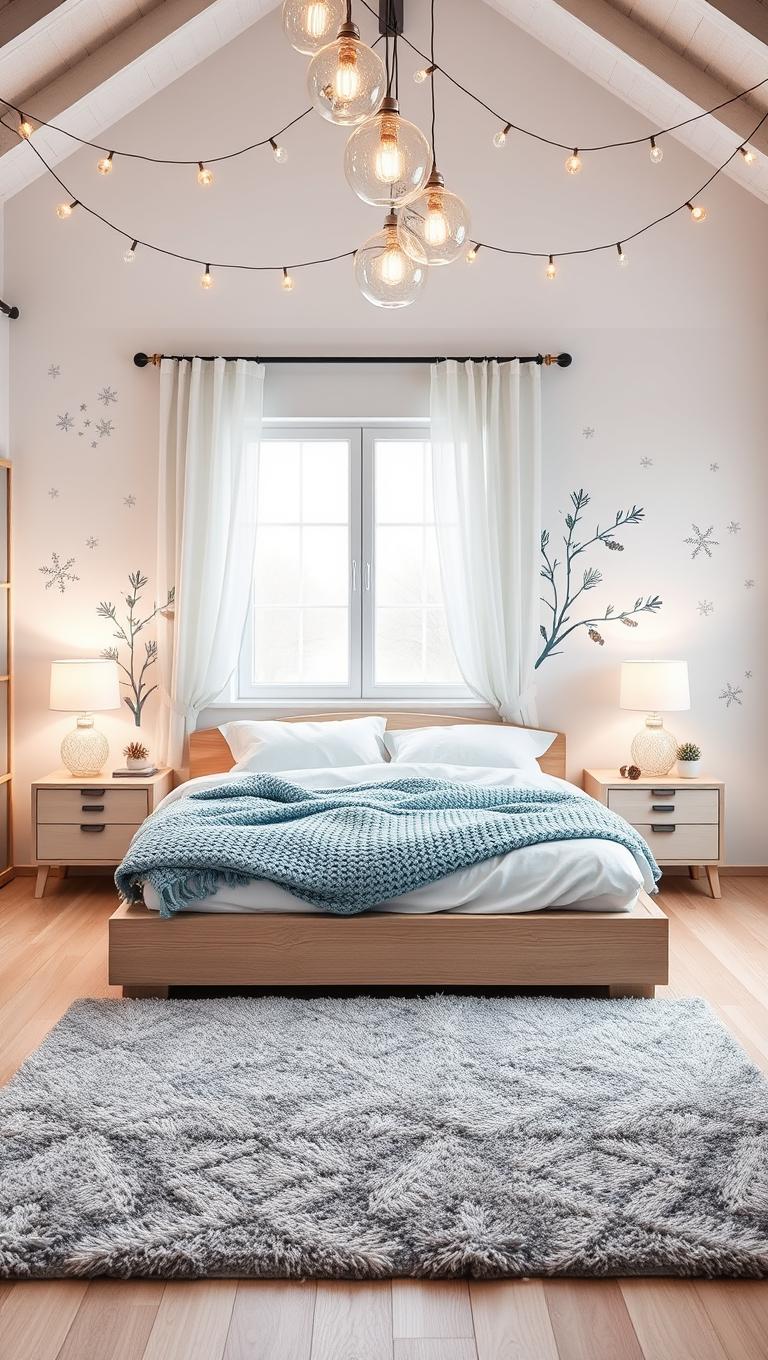 13. Snowy wall decals and frost inspired accents