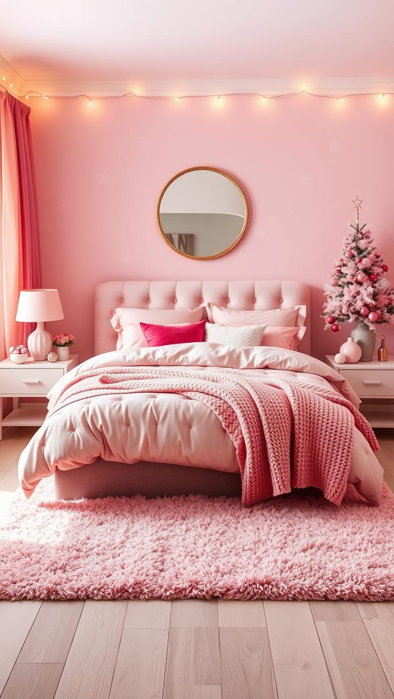 14. Monochrome Pink Variations in Bedding and Accessories