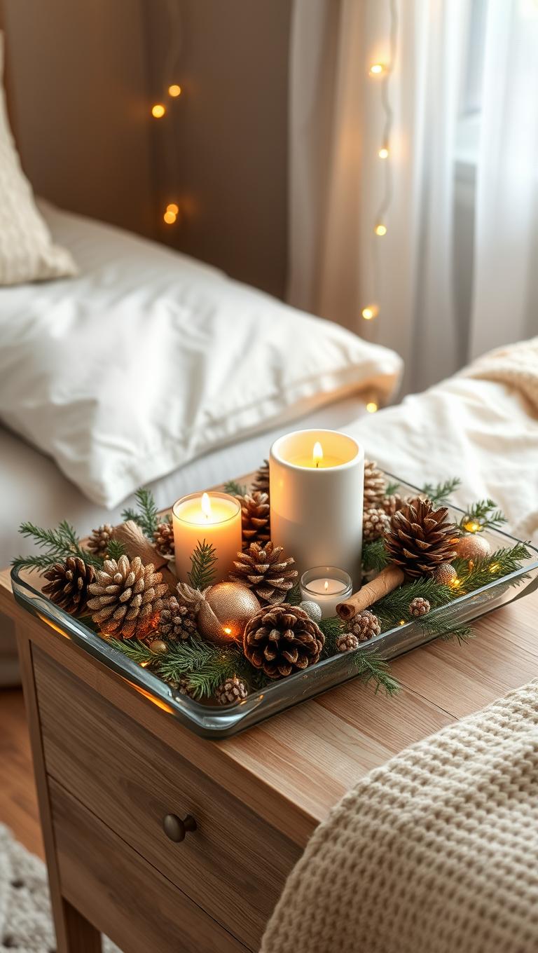 15. Glitter pinecone table decor