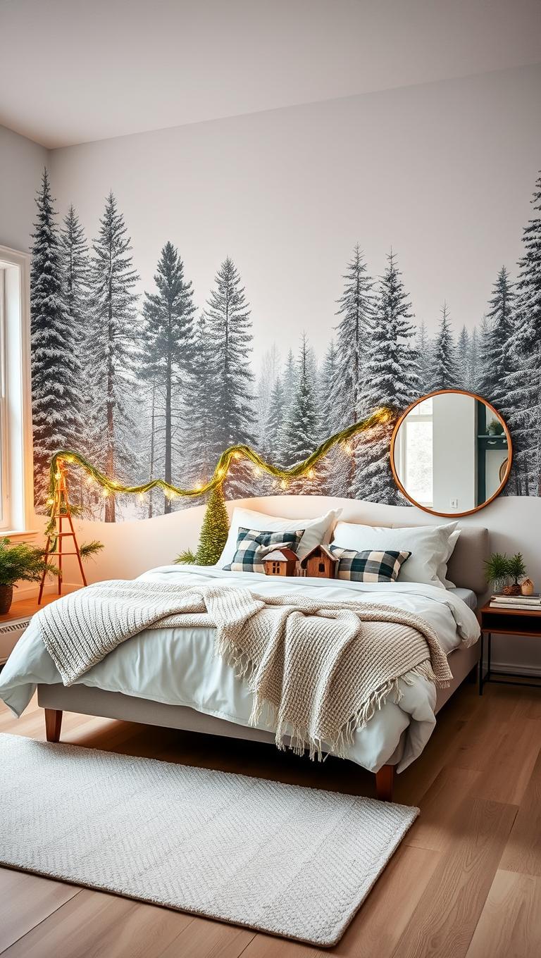 16. Winter forest wall mural with decals