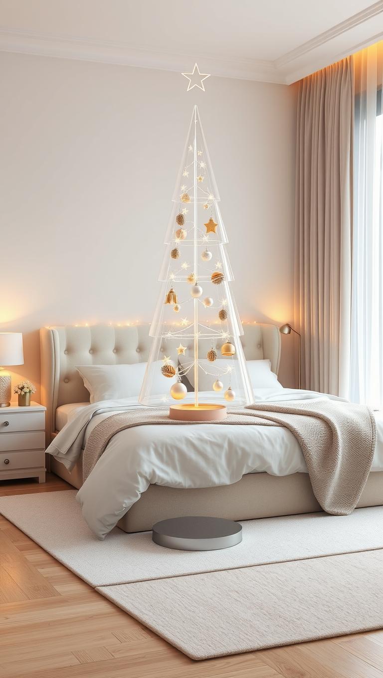 18. Clear acrylic tree with floating ornaments