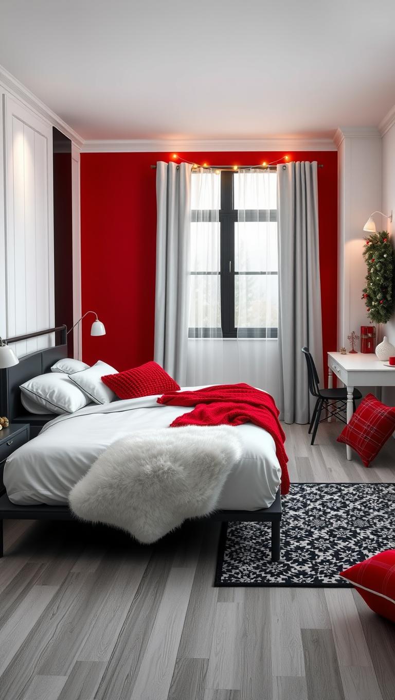 19. Black and White with Red Accent