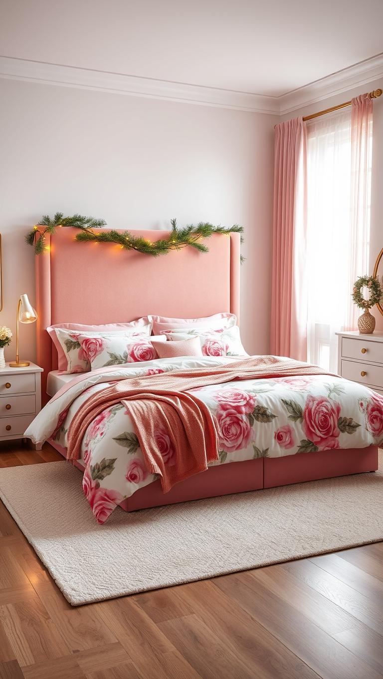19. Floral Pink Patterns on Bedding