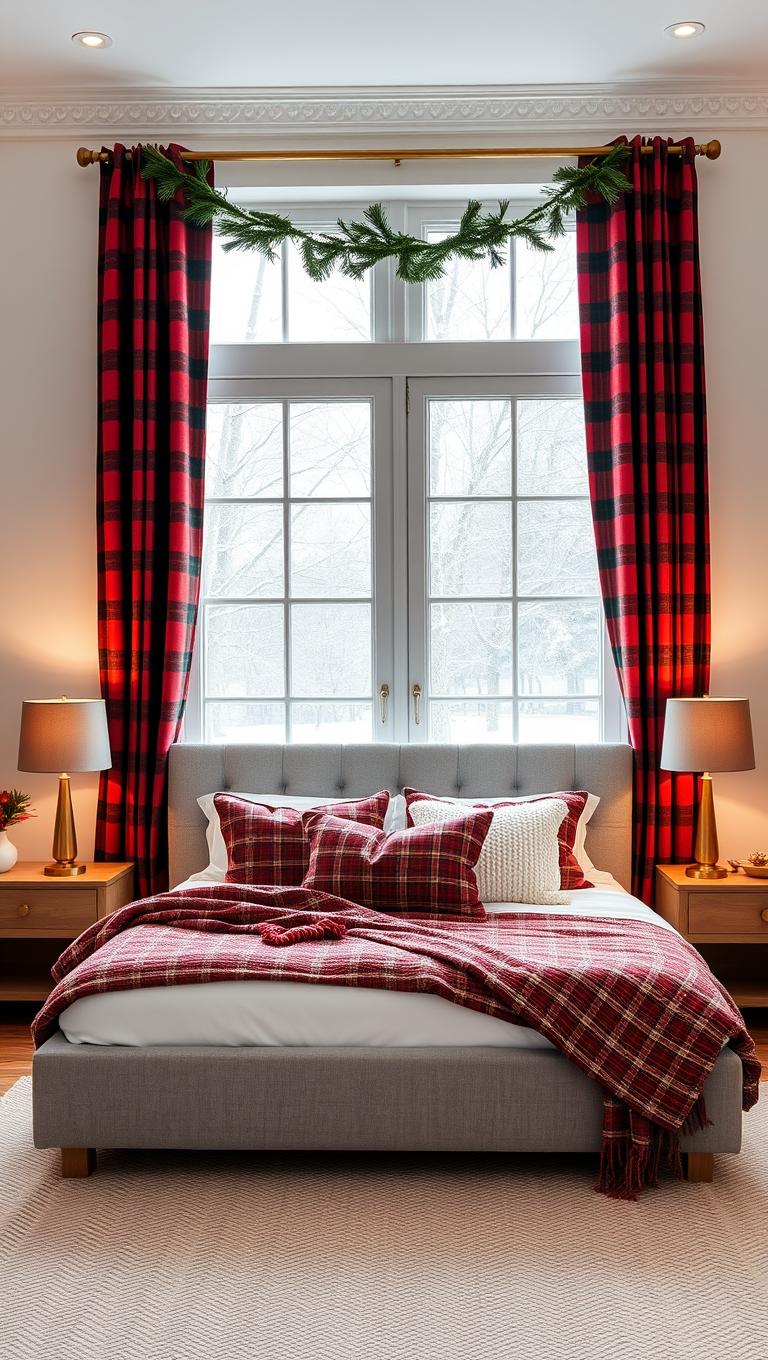 19. Red Plaid Curtains for a Festive Frame