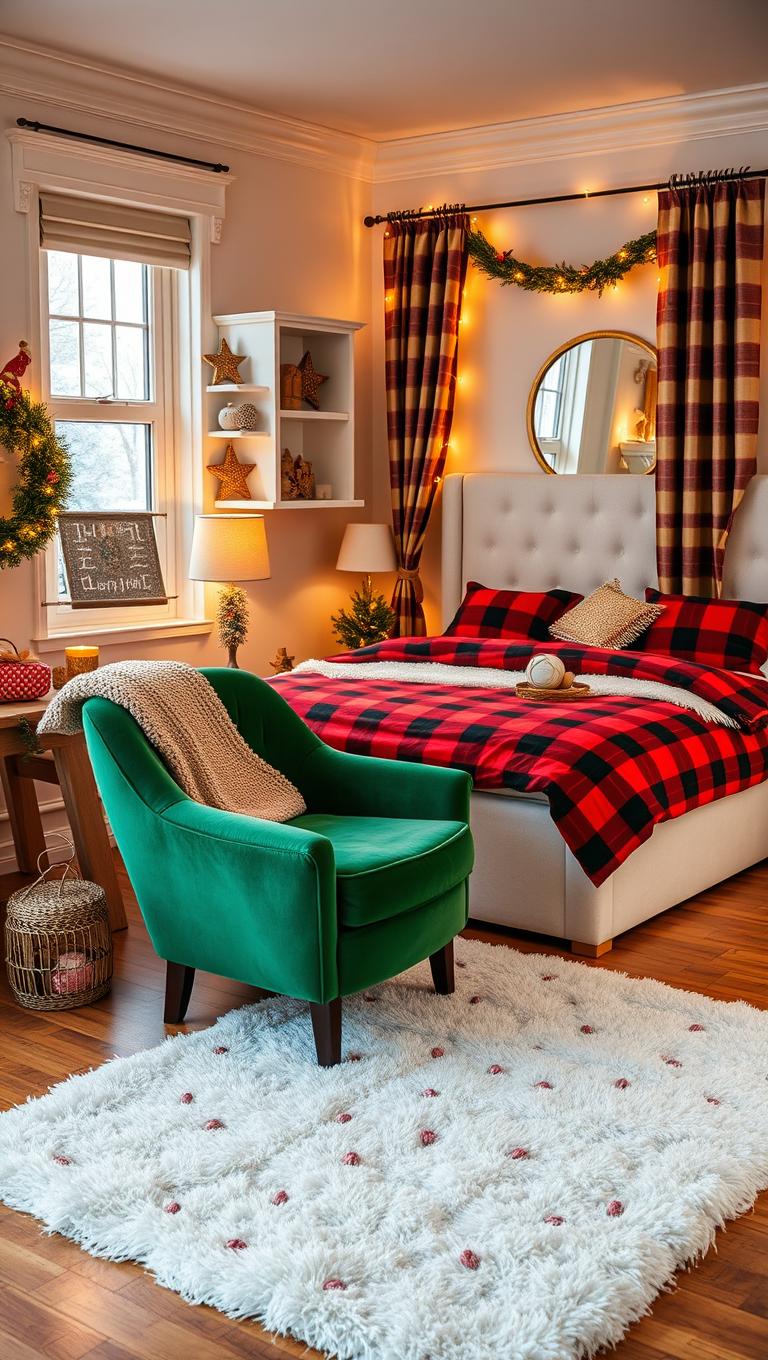 2. Cozy Red and Green Accents