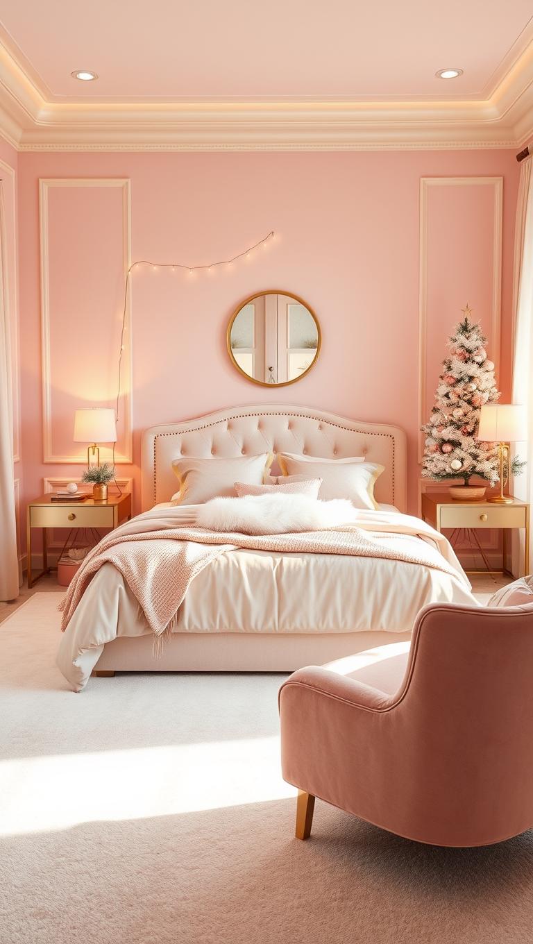 2. Pale Pink and Gold Christmas Accents