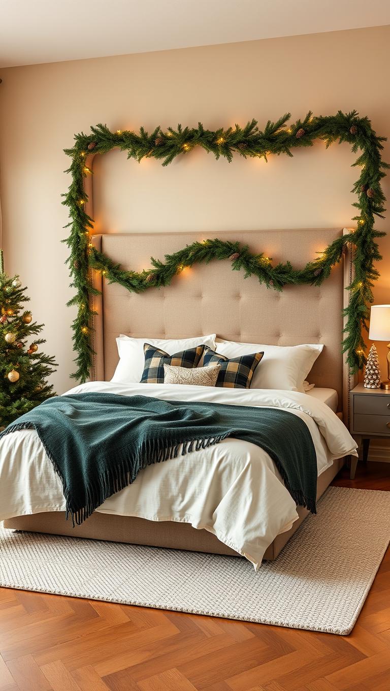 21. Garlands wrapped headboard tree