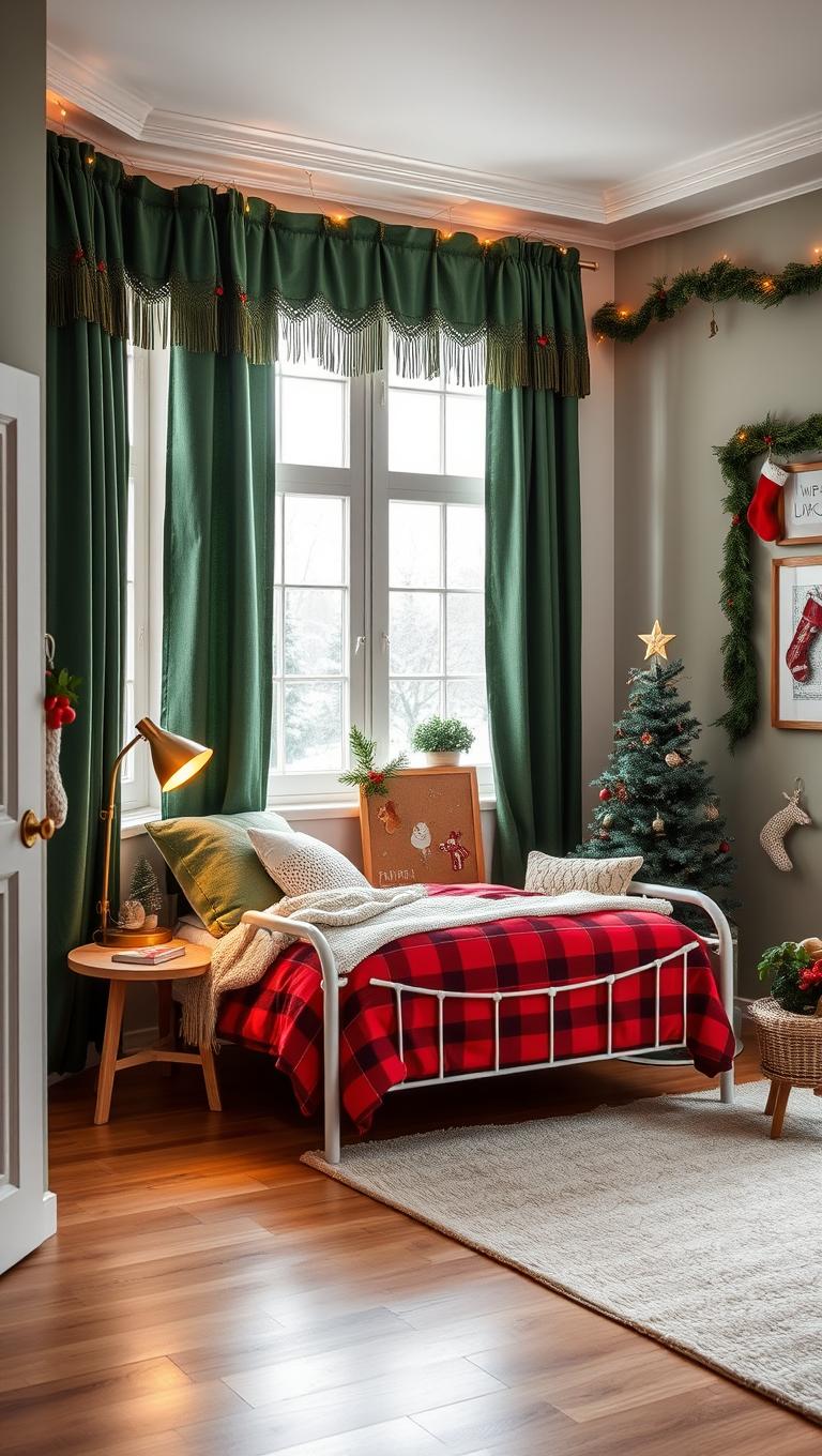 21. Holly Leaves Fringe Curtains