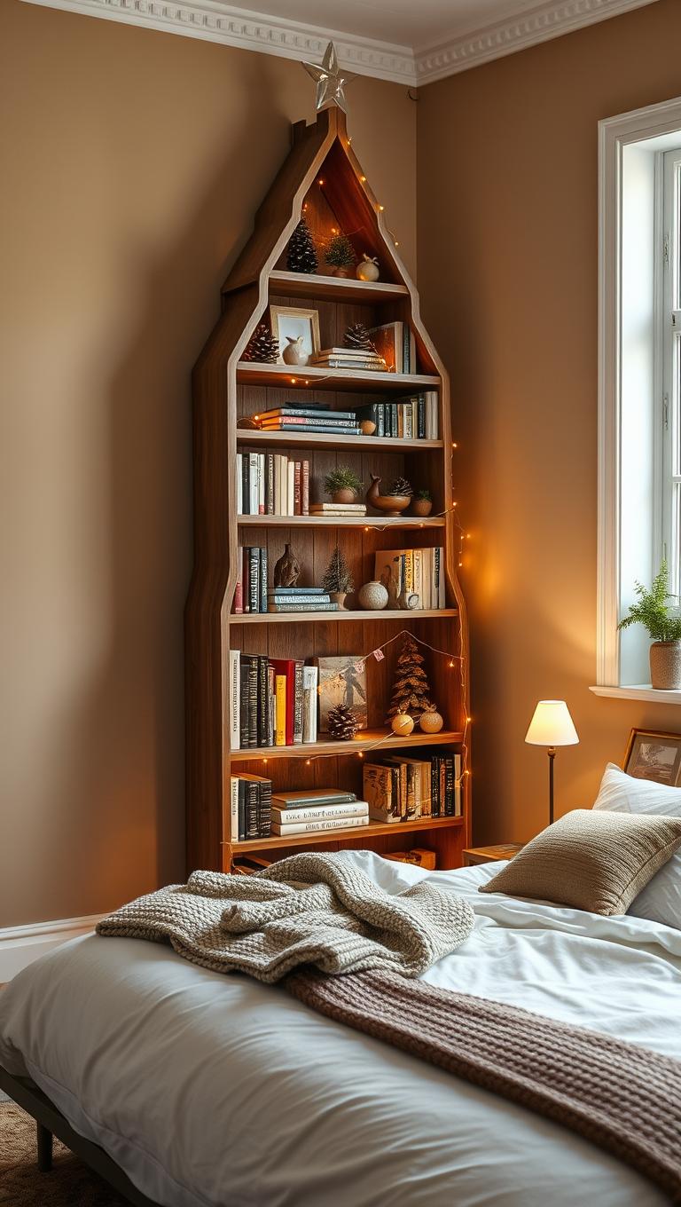 22. Bedroom corner bookshelf tree
