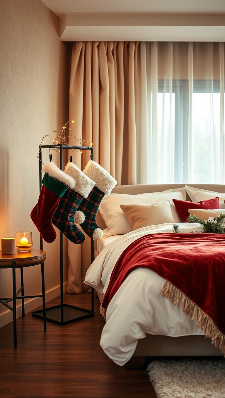 22. Christmas Stocking Display in a Chic Rack