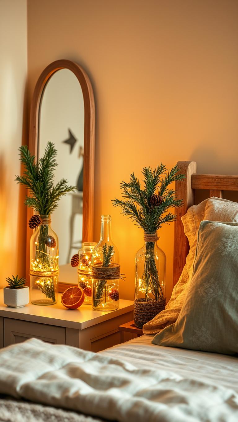 22. Evergreen sprigs in decorative bottles