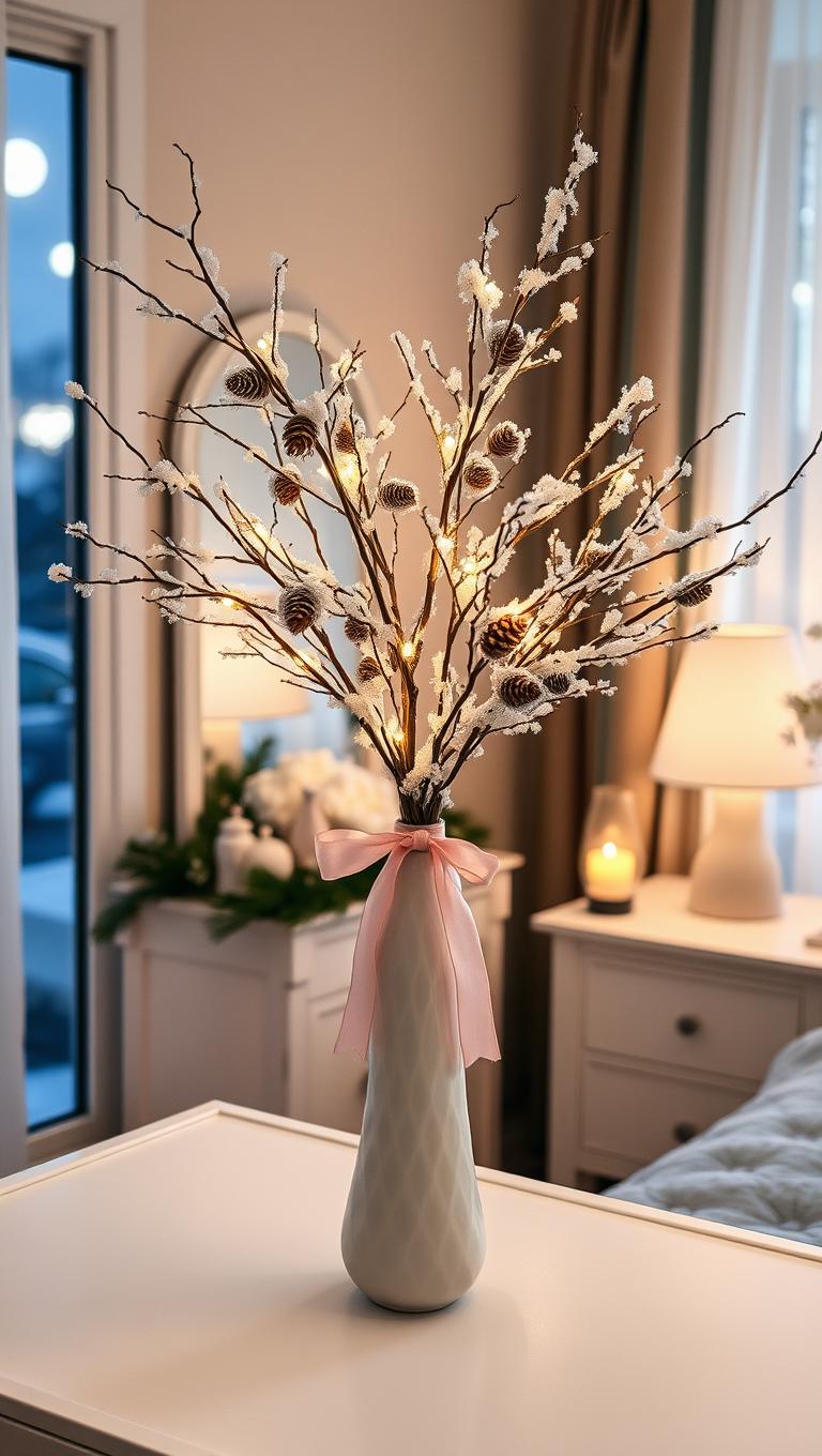 24. Snowy branch centerpiece