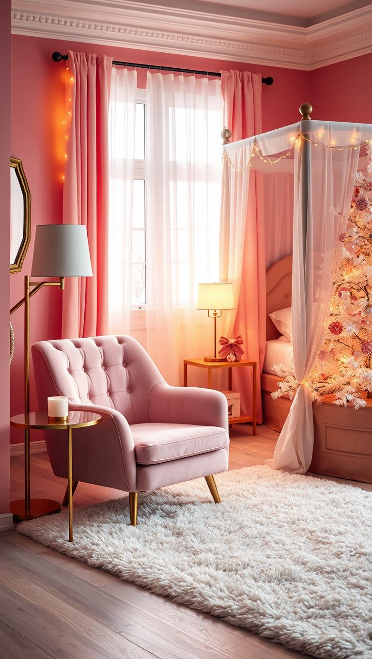 25. Pink Accent Chair as Focal Point