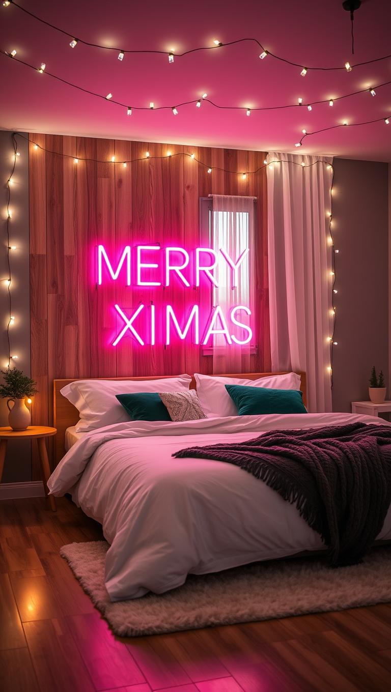 26. Neon Letter Sign with Christmas Message