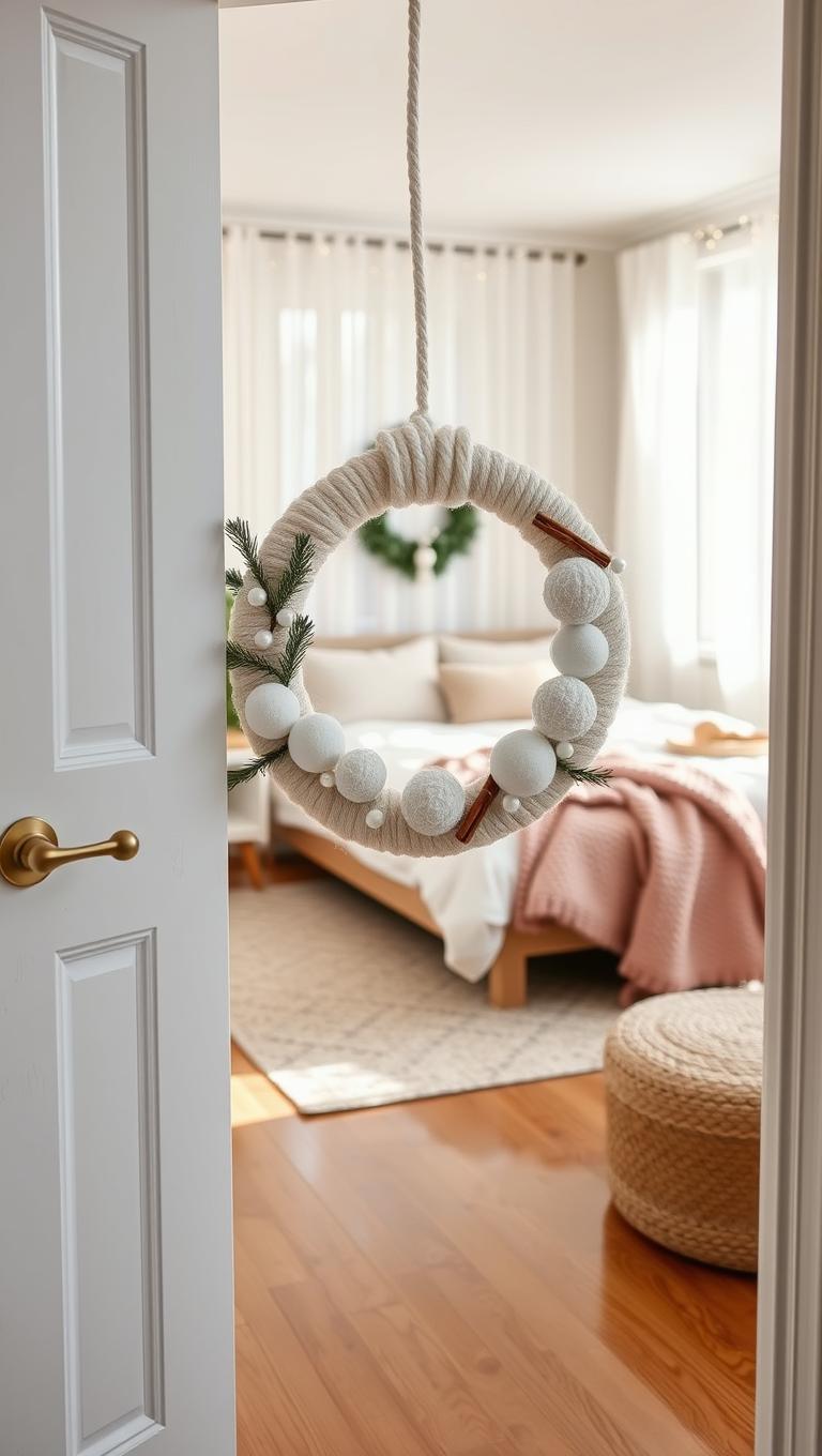26. Snowball wreath door hanger