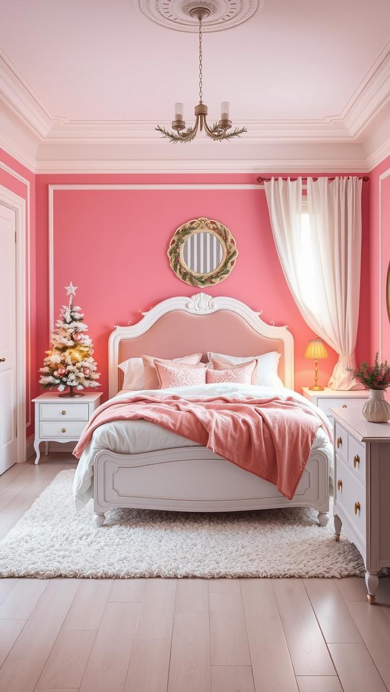 3. White Trim with Pink Accent Wall