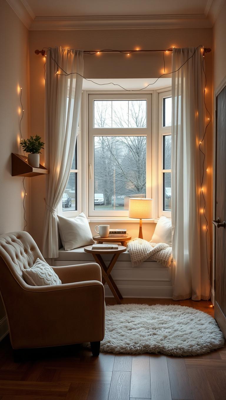 30. Cozy Reading Nook with Warm Glow