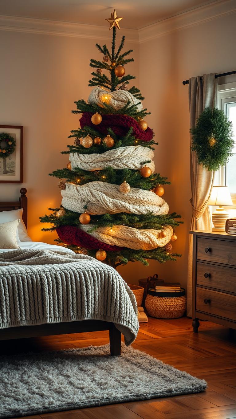 30. Cozy knit sweater wrap tree