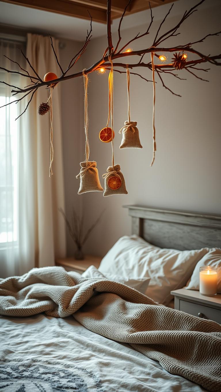 30. Scent sachets hung from a branch