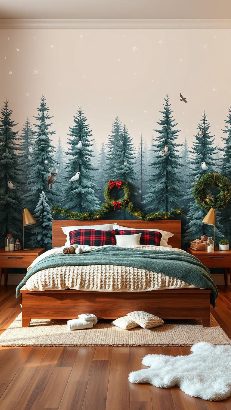 34. Winter forest wall mural with decals