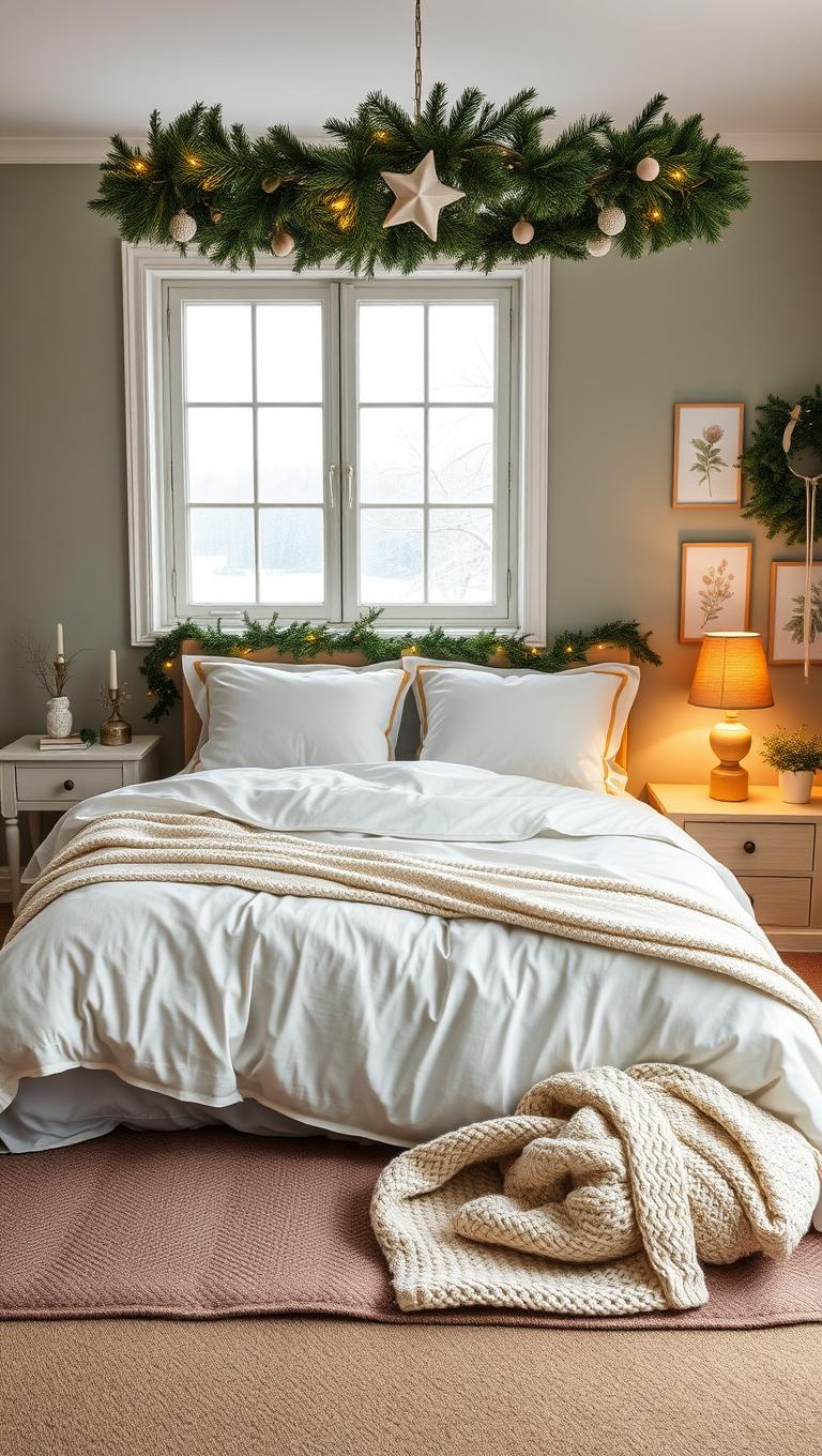 35. Cotton Linen Bedding With Cream Garlands