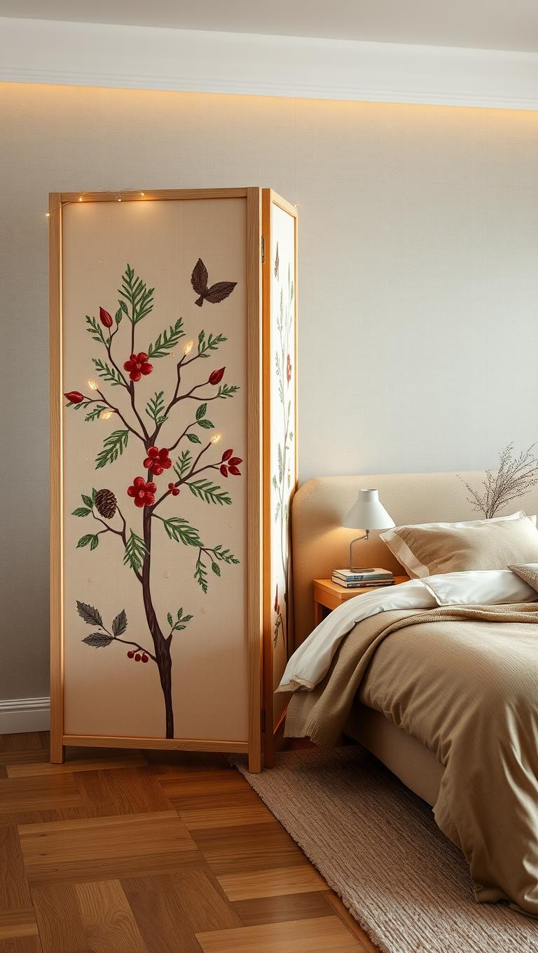 38. Seasonal botanical tree on screen divider