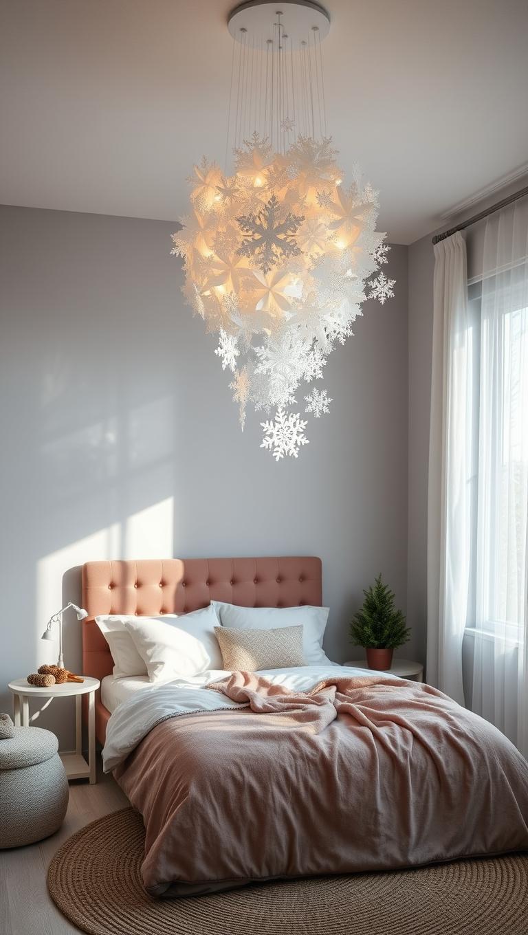 4. Paper snowflake chandelier from the ceiling