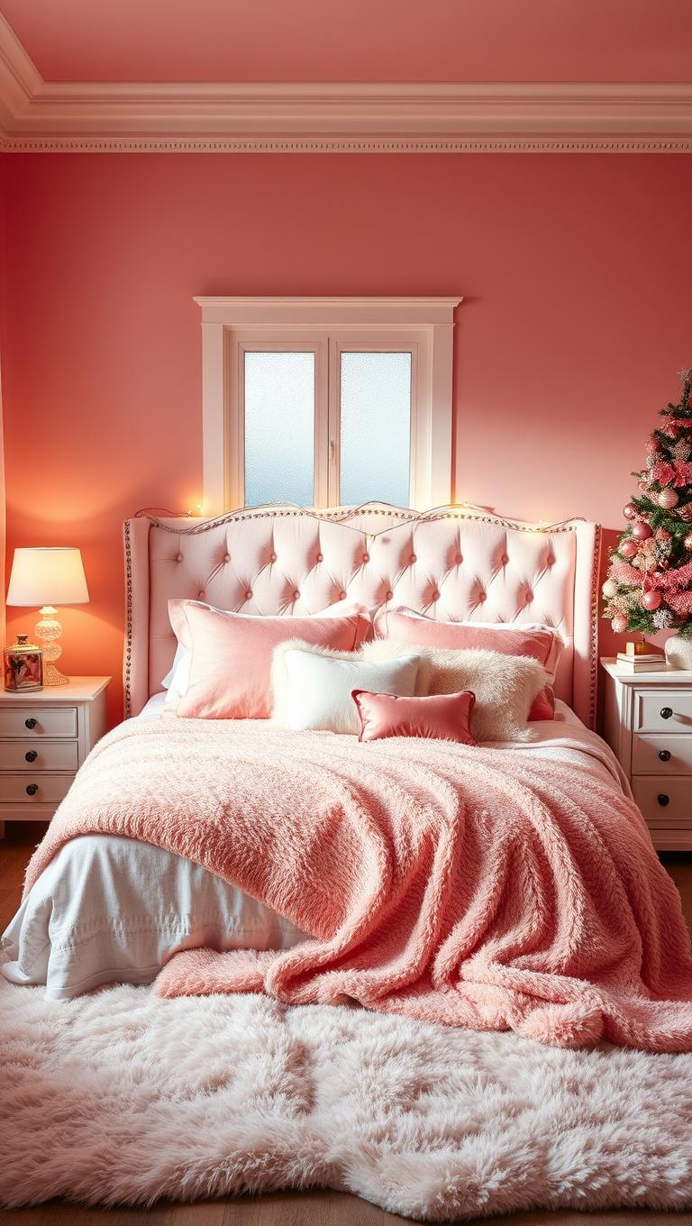 4. Pink and Faux Fur Throws for Coziness