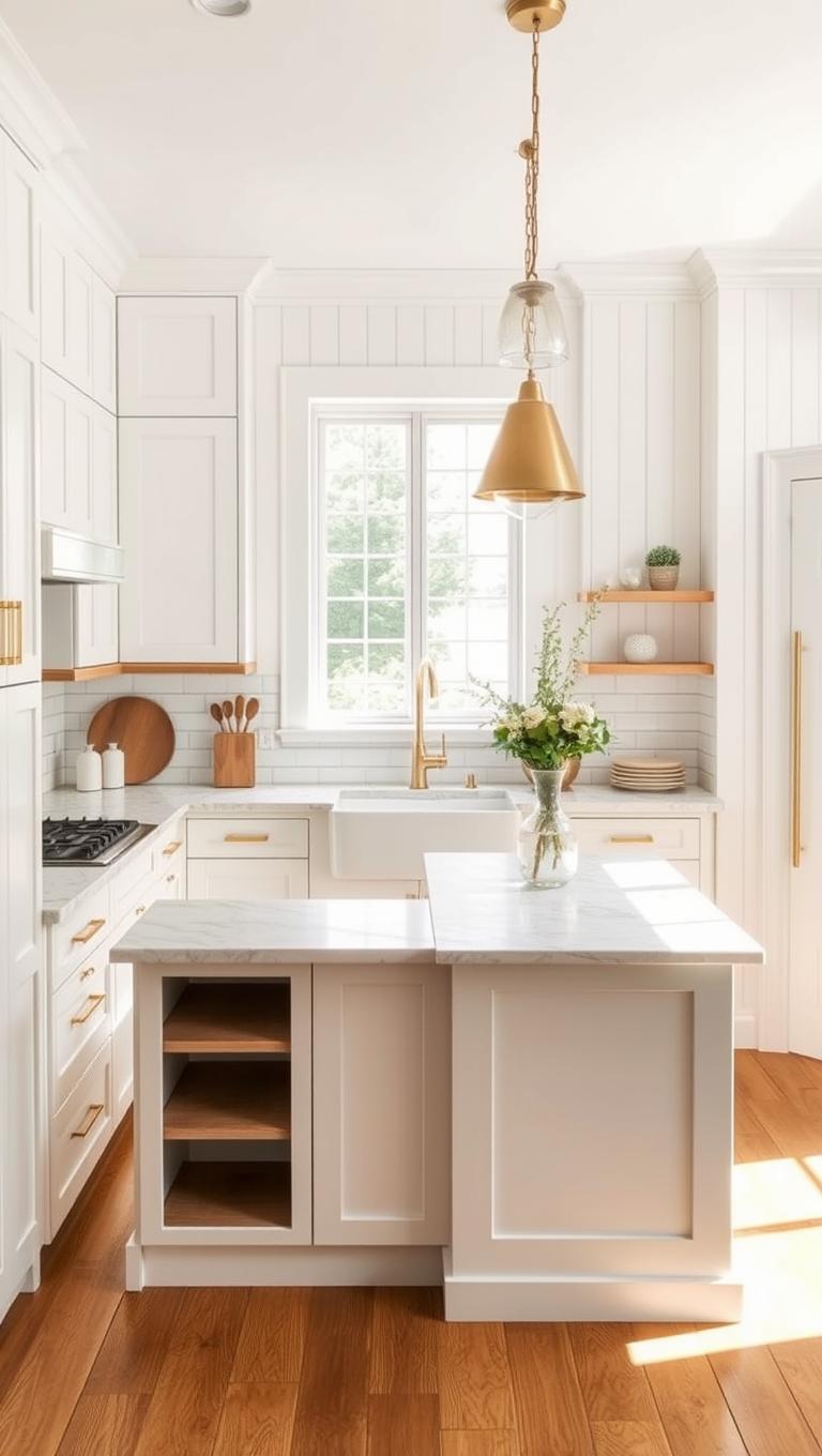 4. White Shaker Cabinets and Marble Countertops for Kitchens