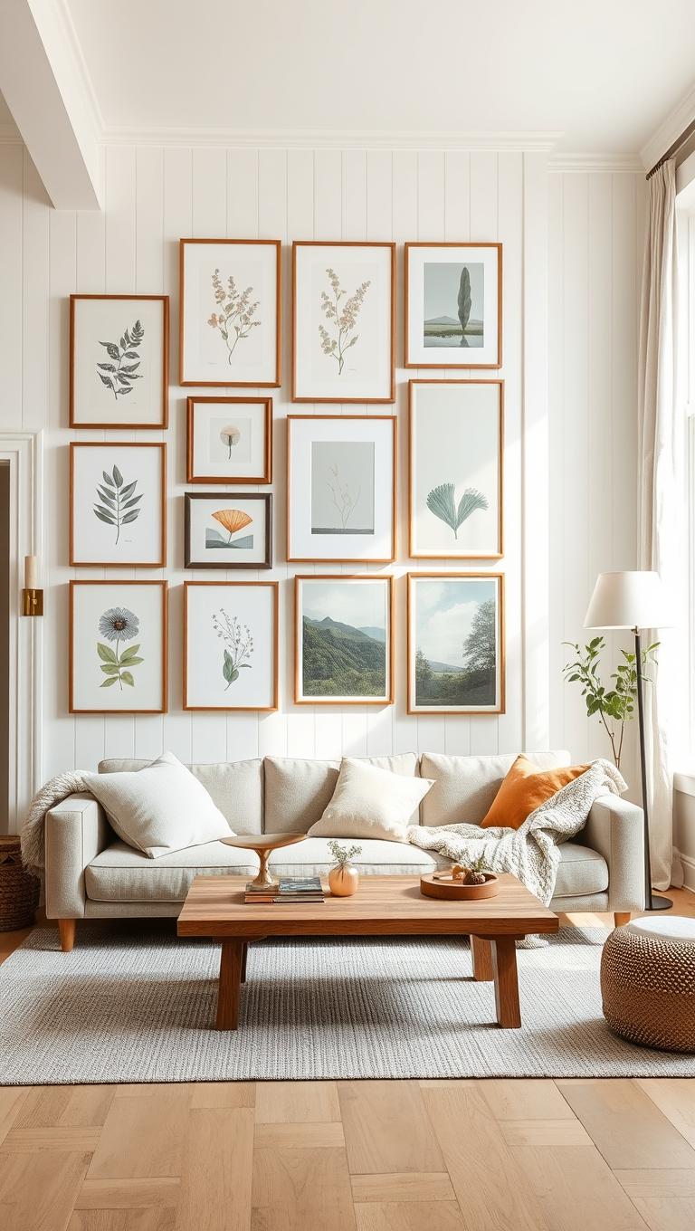 41. Artful Gallery Walls in Cottage Style