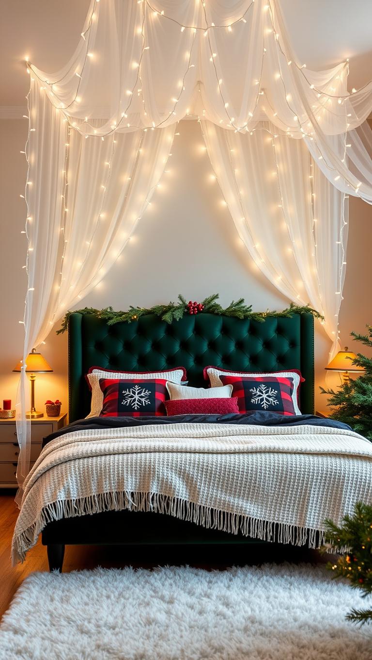 5. Fairy Light Canopy Above the Bed