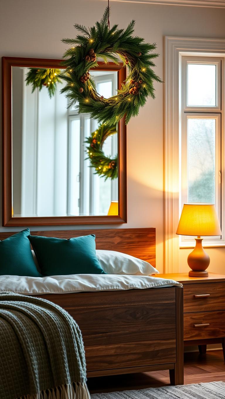 5. Wreath over the mirror to reflect light