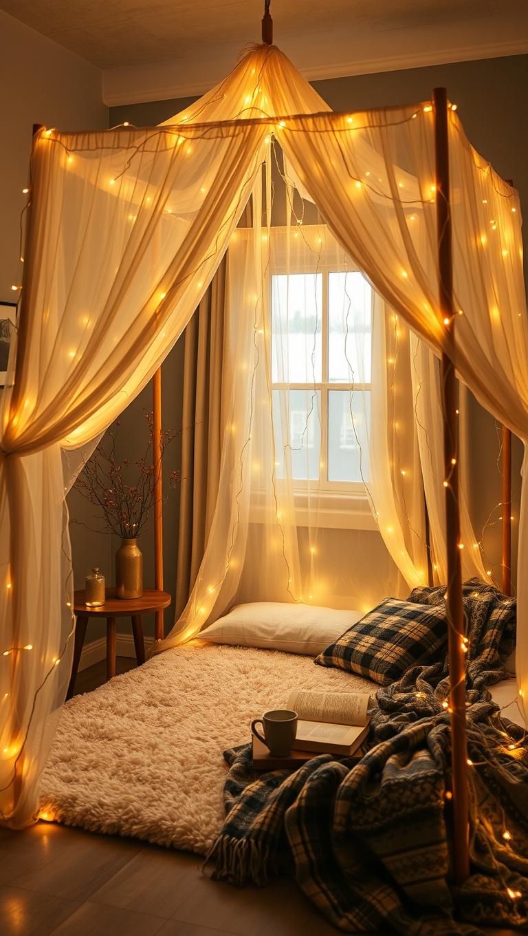 6. Canopy Tent of Lights for a Reading Nook