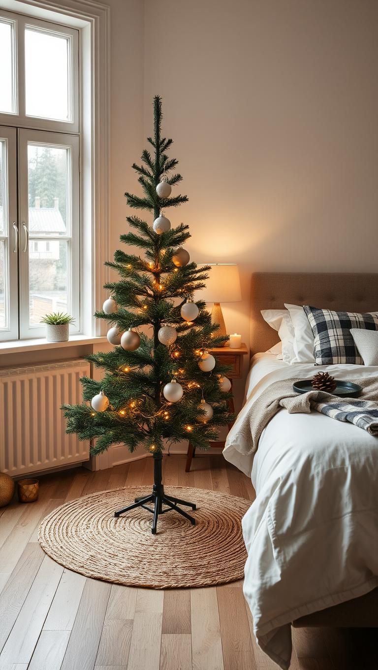 6. Christmas tree in bedroom with careful footprint