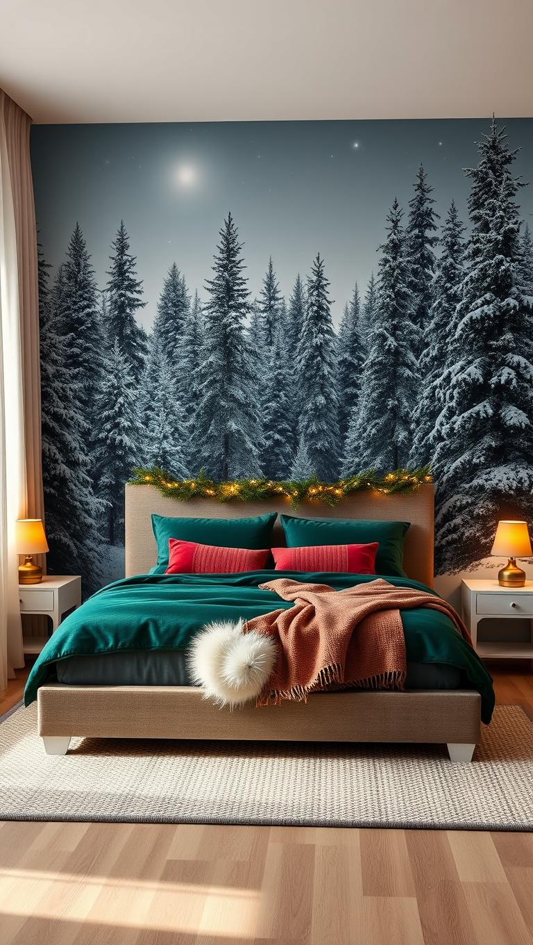 7. Winter Forest Wall Mural or Accent Wall
