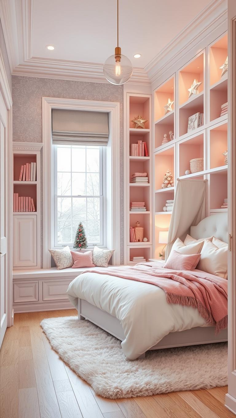 9. Built In Storage Niches in Soft Pink