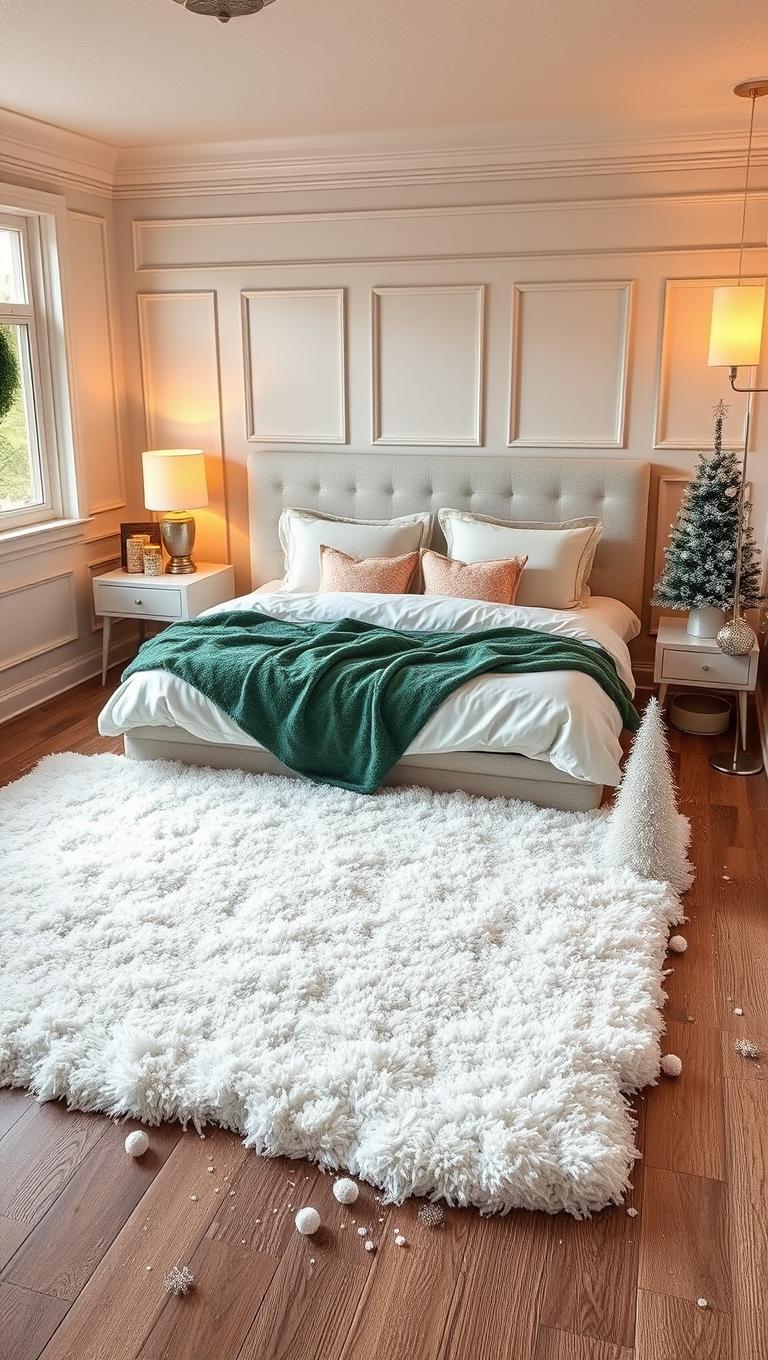 9. Faux Snow Rug and Floor Accents