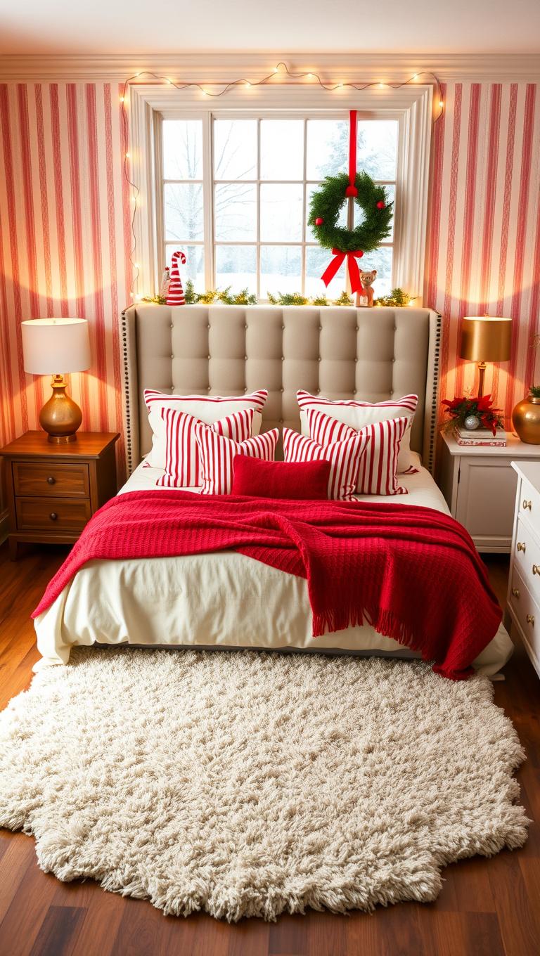 9. Red and White Candy Cane Striped Accents