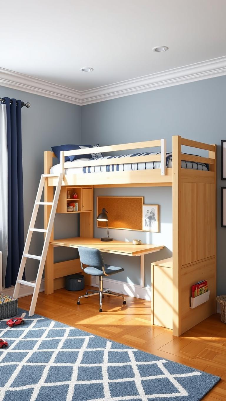 1. Bunk bed with desk integration