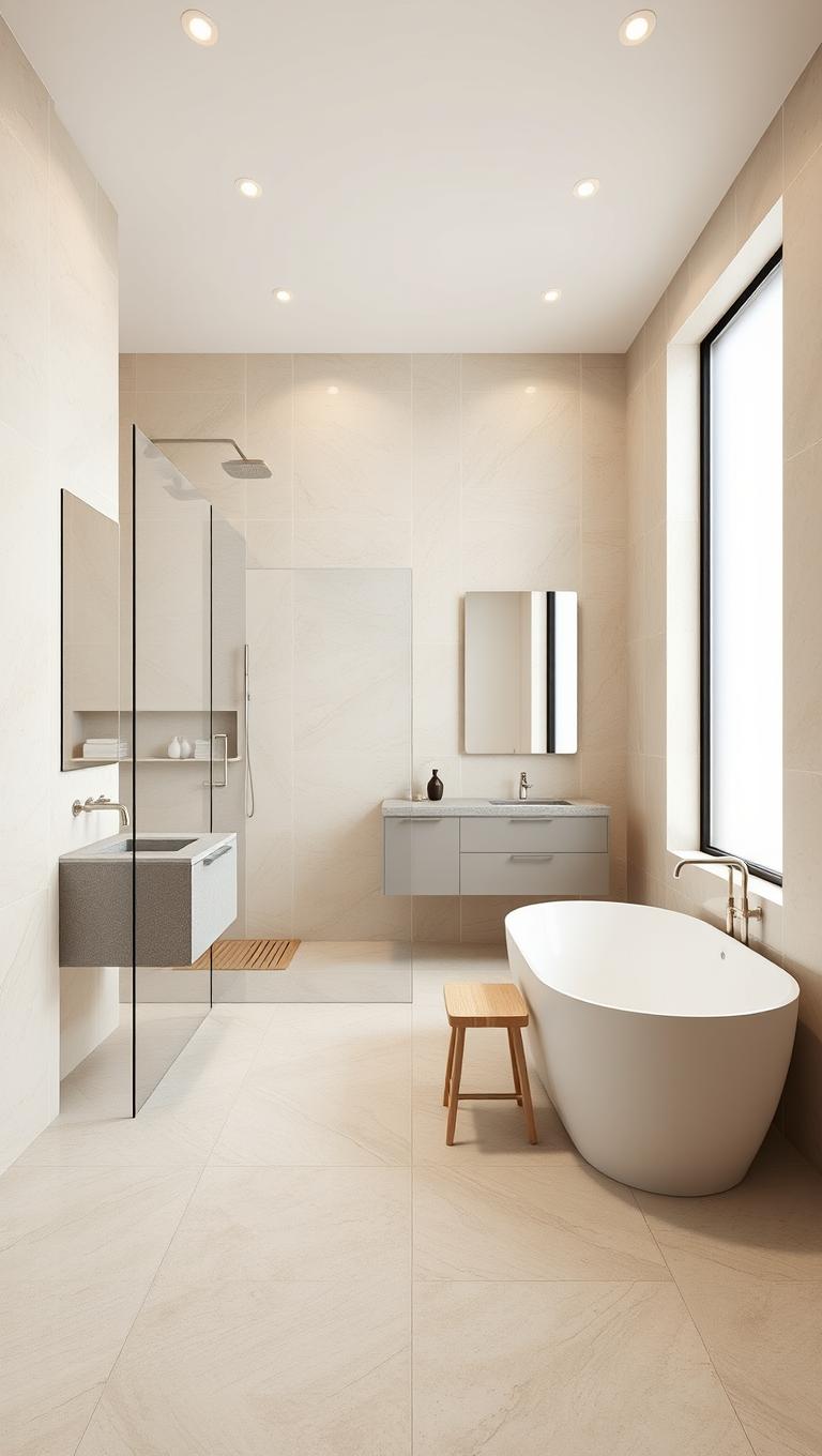 1. Large Format Ceramic Tiles for a Seamless Bath