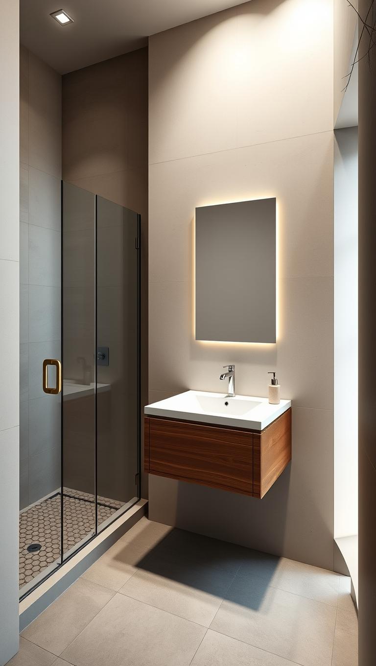1. Wall-hung vanity with integrated lighting