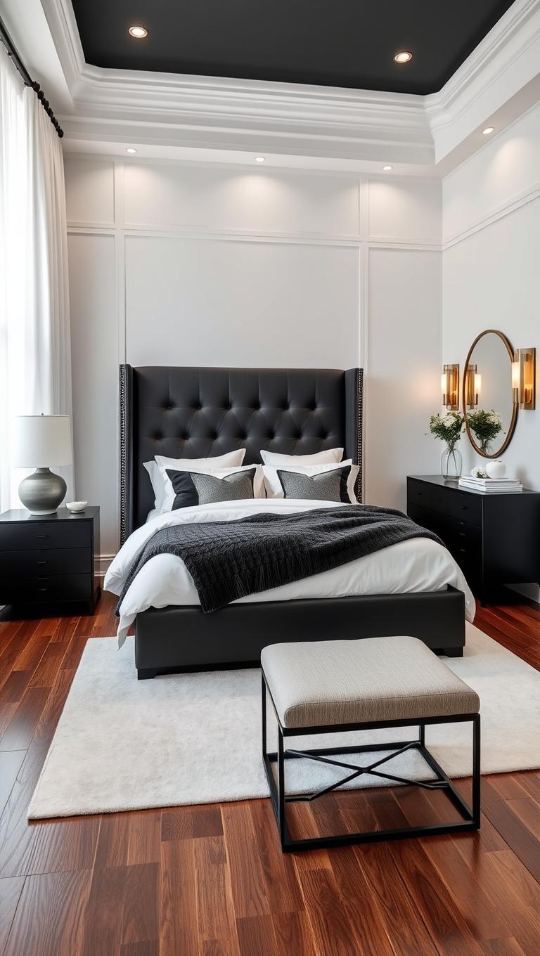 11. Black and White with Soft Metallic Accents