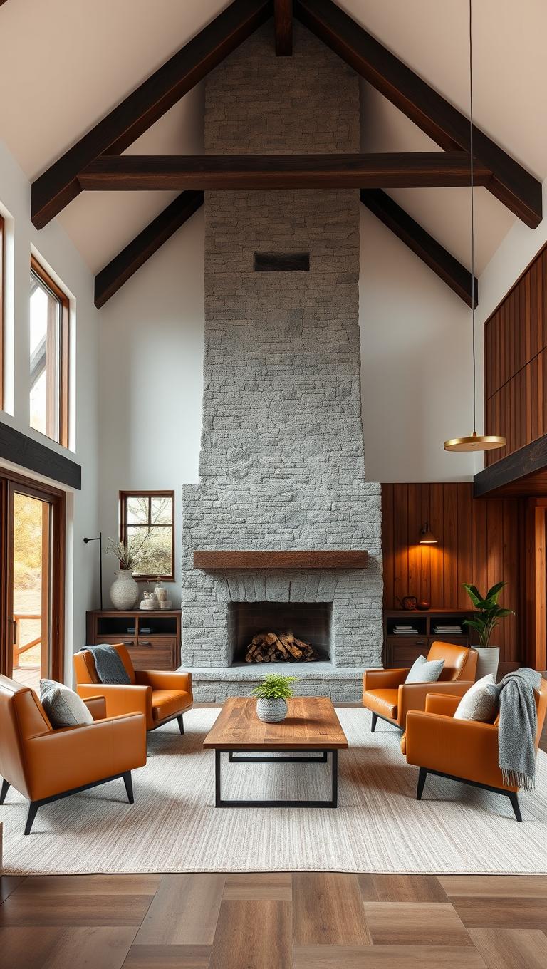 11. Stone Fireplace as Focal Point