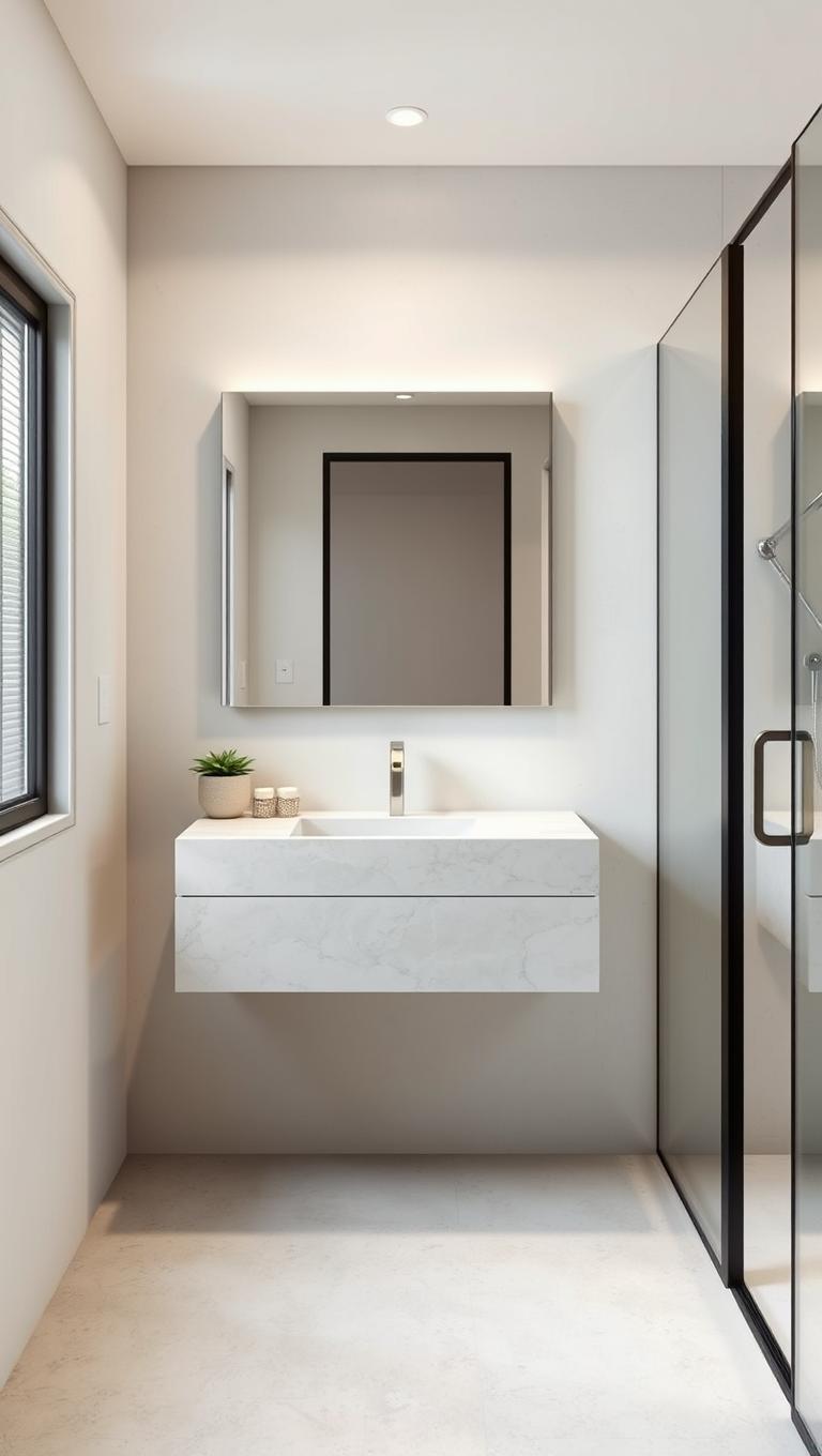 13. Floating vanity with stone top