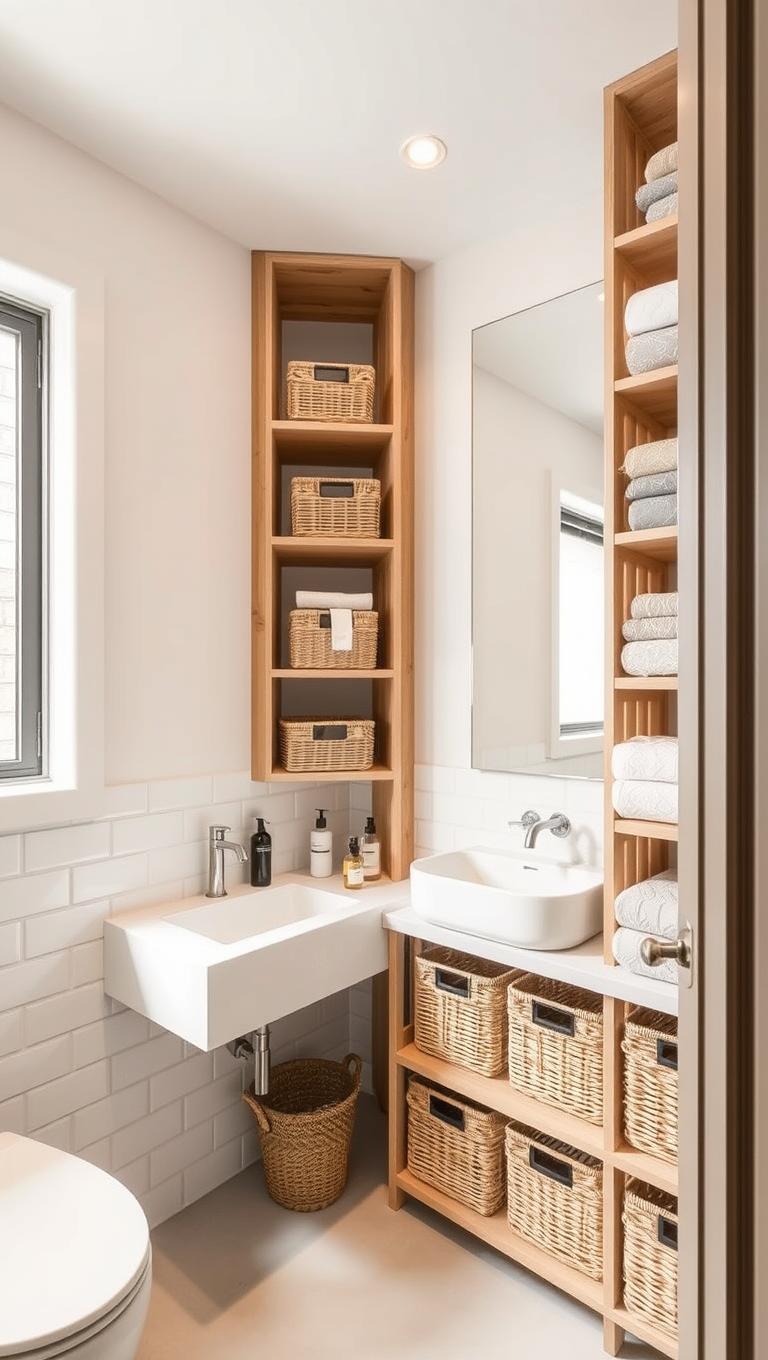 13. Open shelving with storage baskets